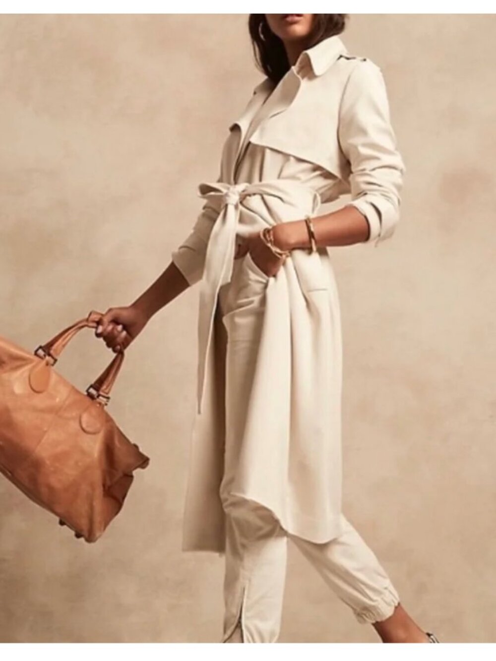 Banana Republic Soft Trench Coat Cream NWT